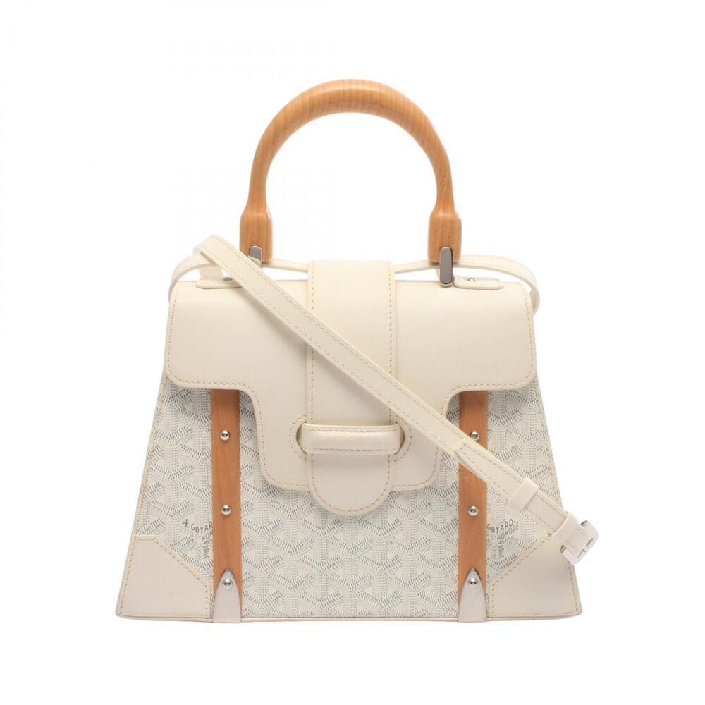 Goyard Saigon PM 2-Way Handbag, Coated Canvas Leather, Women's, White/Gray